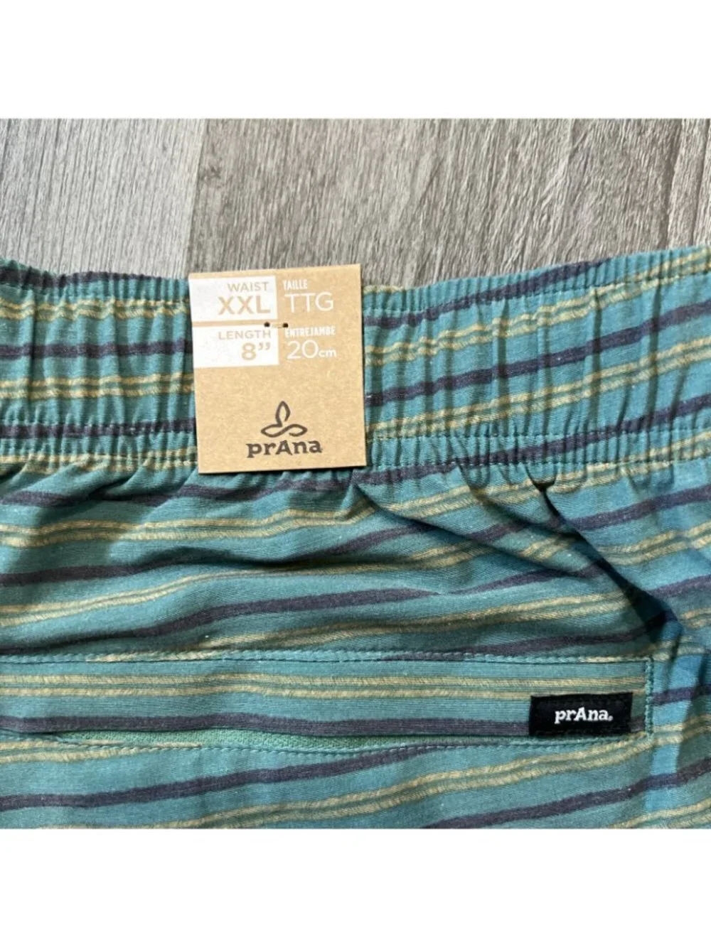 Prana Swim Shorts Mens XXL Green Stripe 8
